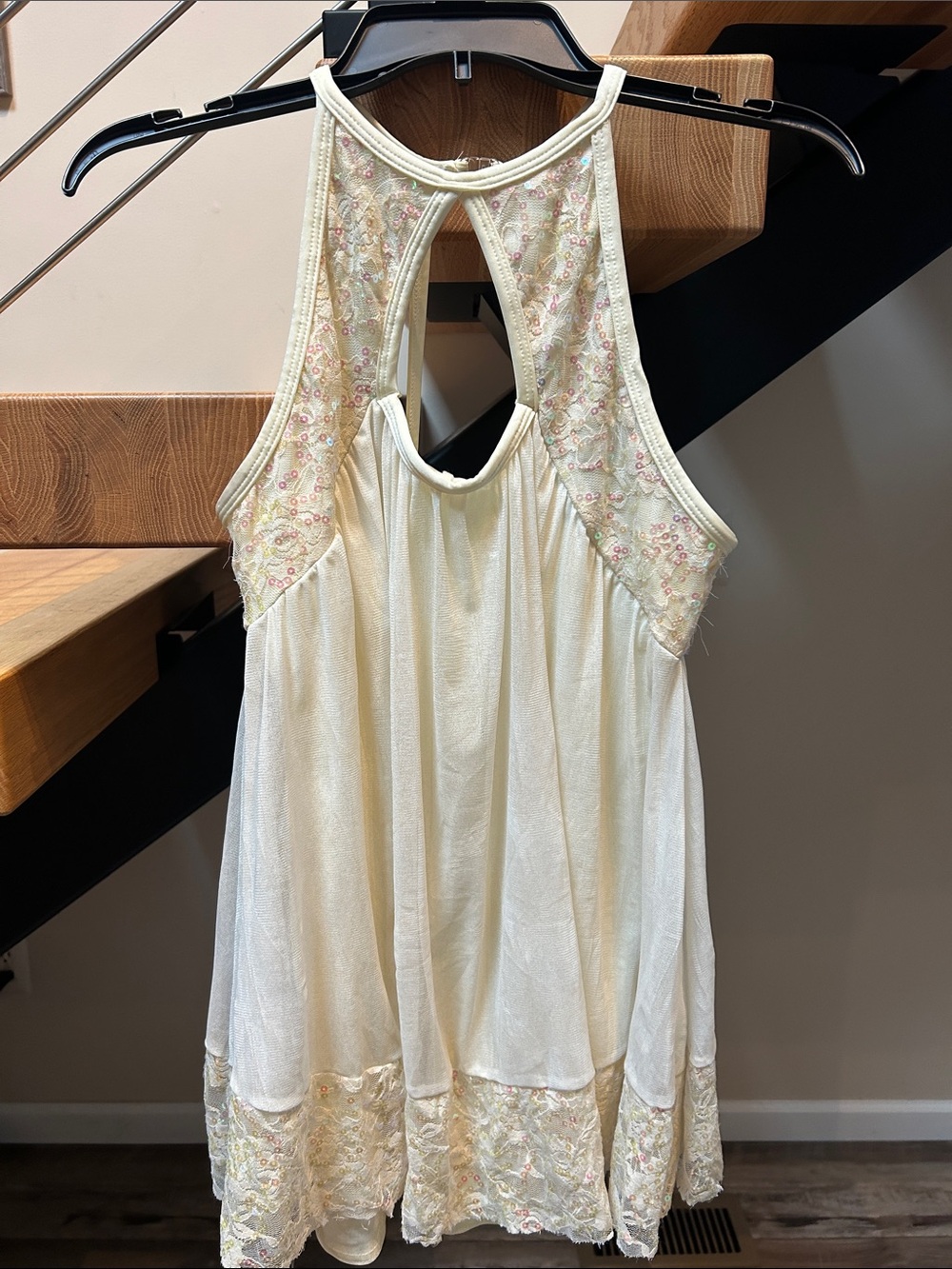 Sleeveless Cream Embroidered Backless Summer romper